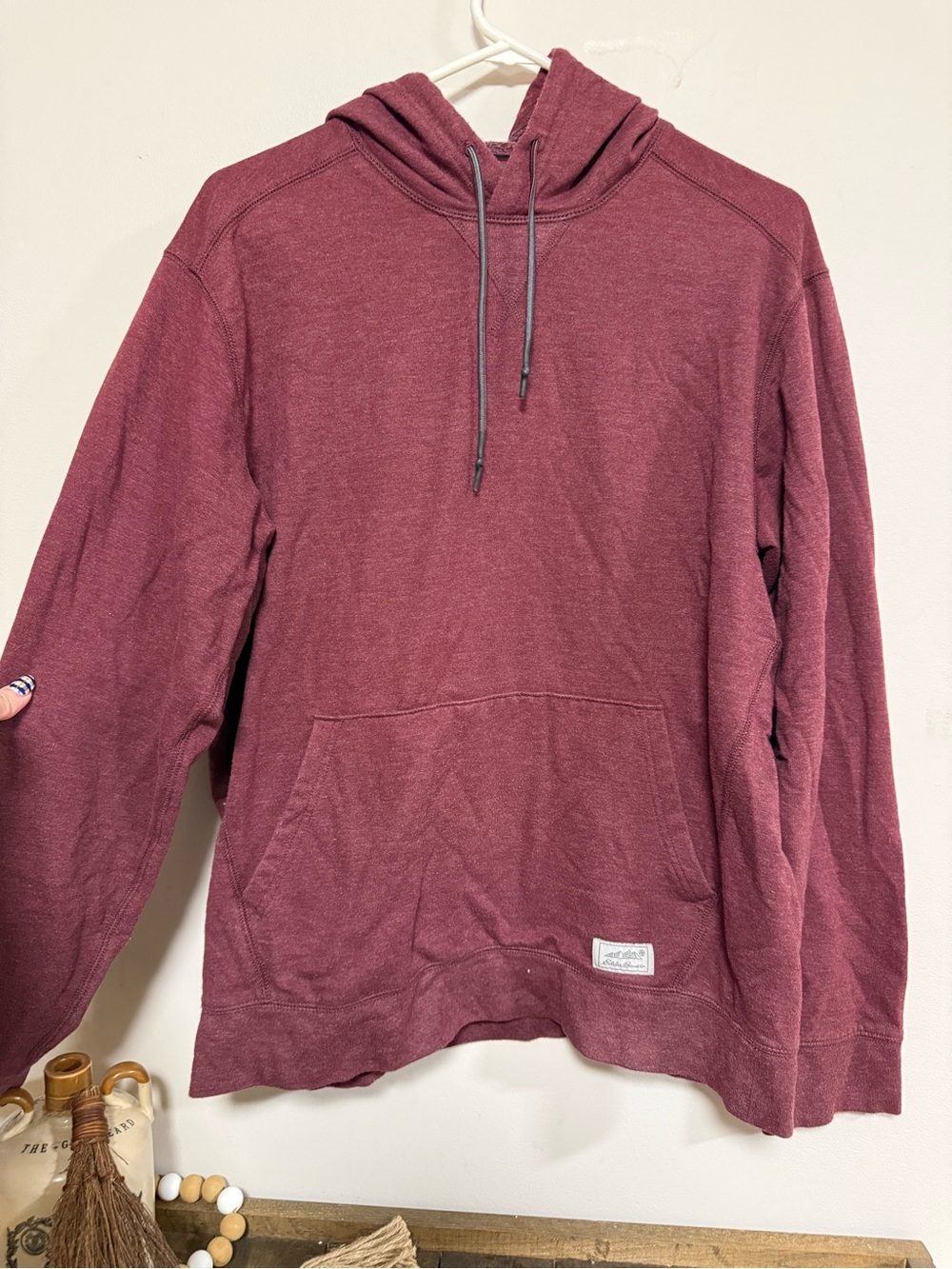 Eddie Bauer Burgundy Hooded Pullover Sweatshirt